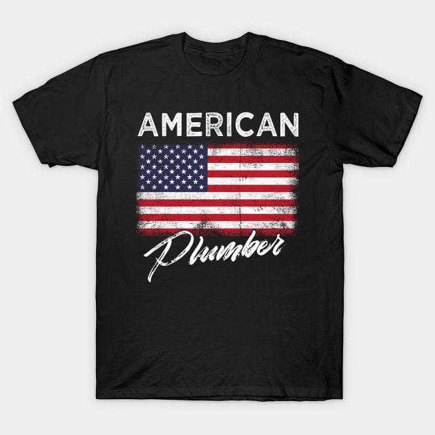 Vintage American Plumber USA Flag Patriotic T-Shirt by rebuffquagga